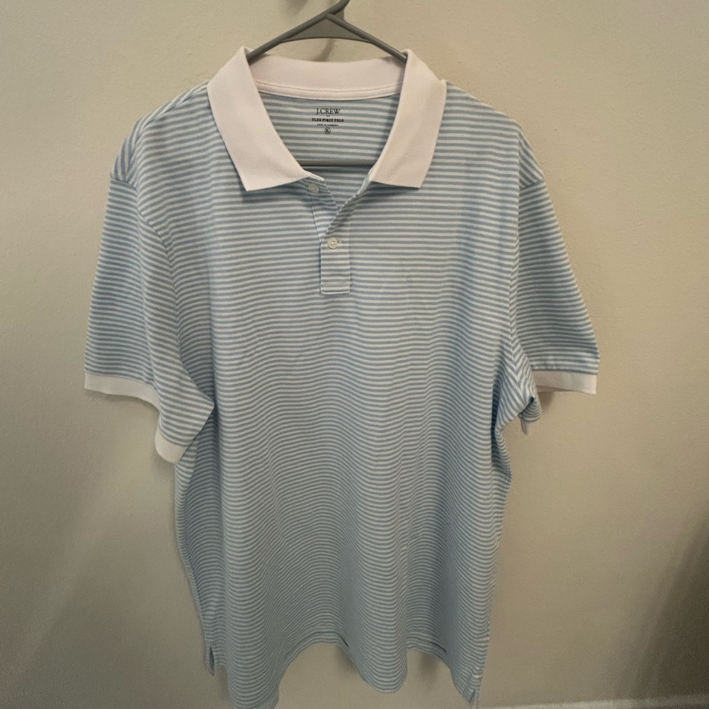 J. Crew Blue and White pique Polo Shirt